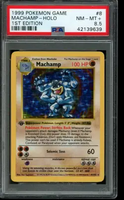 PSA 8.5 NM - MT+ Pokemon Machamp Base Set 1st Edition Shadowless Holo #8 1999 - Image 1