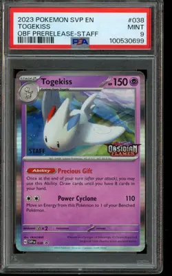 PSA 9 MINT Pokemon Togekiss Obsidian Flames Prerelease Staff SVP038 - Image 1