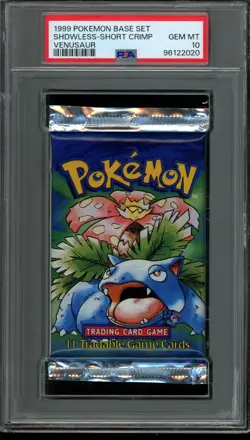 PSA 10 GEM MINT Pokemon Shadowless Base Set Pack Short Crimp Venusaur 1999 - Image 1