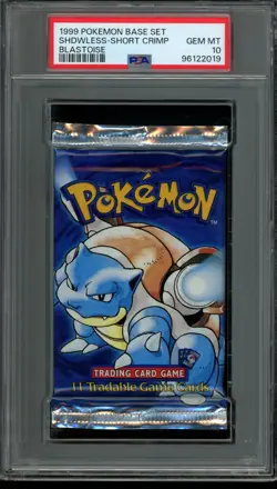 PSA 10 GEM MINT Pokemon Shadowless Base Set Pack Short Crimp Blastoise 1999 - Image 1