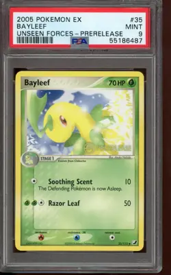 PSA 9 MINT Pokemon Bayleef Unseen Forces Prerelease #35 2005 - Image 1