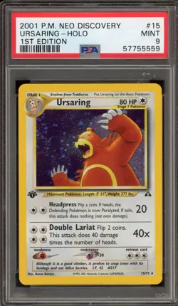 Pokemon Ursaring Neo Discovery 1st Edition Holo Rare #15 PSA 9 Mint - Image 1