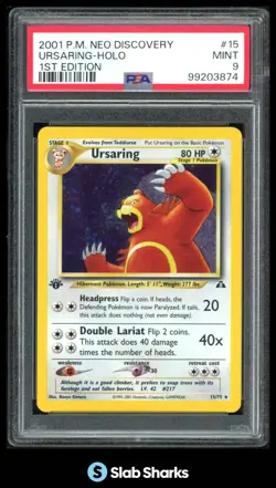 2001 POKEMON NEO DISCOVERY 1ST EDITION #15/75 URSARING HOLO PSA 9 - Image 1