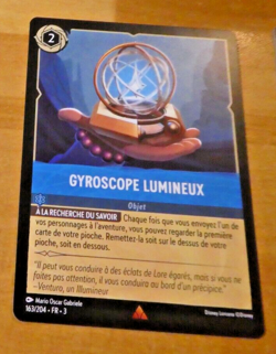 LORCANA CARD RARE GAME TCG DISNEY CHAPITRE 3 CARTE GYROSCOPE 163/204 FR MINT - Image 1