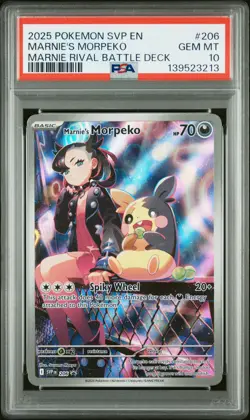 2025 POKEMON SVP EN-SV BLACK STAR PROMO #206 MARNIE'S MORPEKO PSA 10 - Image 1