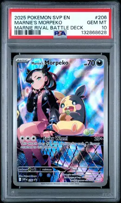 2025 POKEMON SVP EN-SV BLACK STAR PROMO #206 MARNIE'S MORPEKO PSA 10 - Image 1
