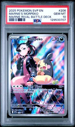 2025 POKEMON SVP EN-SV BLACK STAR PROMO #206 MARNIE'S MORPEKO PSA 10 - Image 1