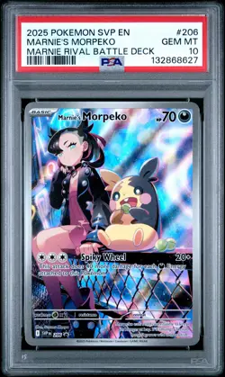 2025 POKEMON SVP EN-SV BLACK STAR PROMO #206 MARNIE'S MORPEKO PSA 10 - Image 1