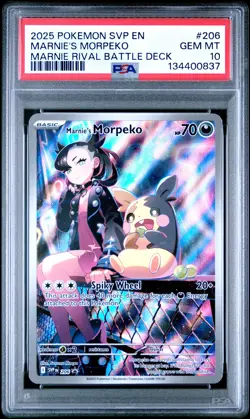 2025 POKEMON SVP EN-SV BLACK STAR PROMO #206 MARNIE'S MORPEKO PSA 10 - Image 1