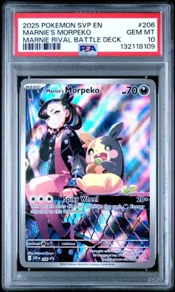 2025 POKEMON SVP EN-SV BLACK STAR PROMO #206 MARNIE'S MORPEKO PSA 10 - Image 1