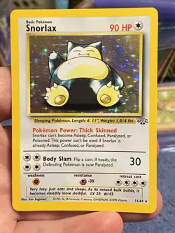 Pokemon TCG Snorlax Jungle Holo Unlimited Rare Card 11/64 LP - Image 1