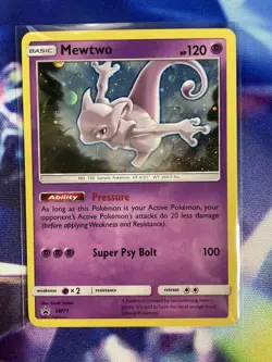 Mewtwo SM77 Sun & Moon Ultra Rare Holo Black Star Promo Pokemon TCG LP - Image 1