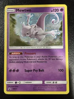 Pokemon TCG Black Star Promo Mewtwo SM77 Sun & Moon Holo LP - Image 1