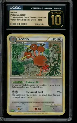 CGC 10 PRISTINE Pokemon Dodrio Trading Card Game Classic Holo 014/034 - Image 1