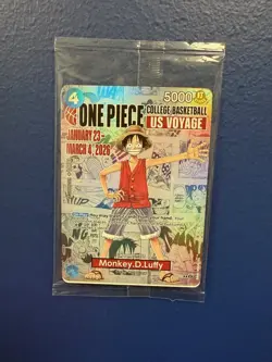 One Piece College Basketball US Voyage Promo Card Monkey D. Luffy (SEALED) - Image 1