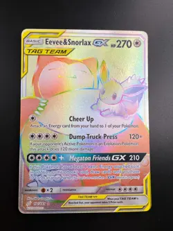 Eevee & Snorlax GX - 191/181 - Pokemon Team Up Sun & Moon Secret Rare Card NM - Image 1