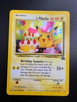 Birthday Pikachu - 24 - Pokemon Wizards Black Star Promo Card Holo NM - Image 1