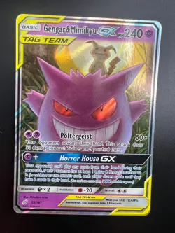 Gengar & Mimikyu GX - 53/181 - Pokemon Team Up Sun & Moon Ultra Rare Card NM - Image 1