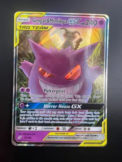 Gengar & Mimikyu GX - 53/181 - Pokemon Team Up Sun & Moon Ultra Rare Card LP - Image 1