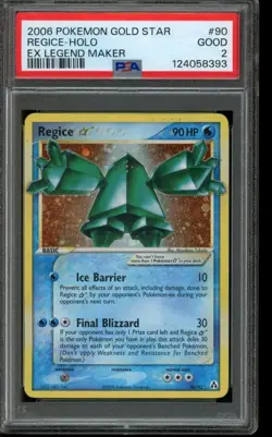 PSA 2 GOOD Pokemon Regice EX Legend Maker Gold Star Holo 90/92 - Image 1
