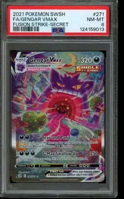 PSA 8 NM-MT Pokemon Gengar VMAX Fusion Strike Secret Rare VMAX 271/264 - Image 1