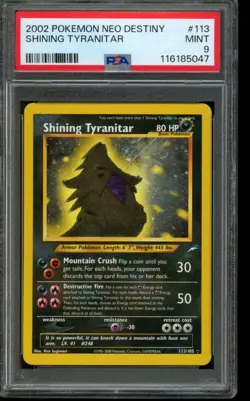 PSA 9 MINT Pokemon Shining Tyranitar Neo Destiny Holo 113/105 - Image 1