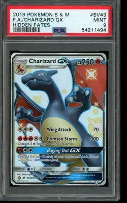 PSA 9 MINT Pokemon Charizard GX Hidden Fates Full Art GX SV49/SV94 - Image 1