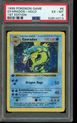 PSA 6 EX-MT Pokemon Gyarados Base Set 1st Edition Holo 6/102 - Image 1