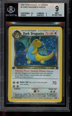 BGS 9 MINT Pokemon Dark Dragonite Team Rocket 1st Edition Holo Rare 5/82 - Image 1