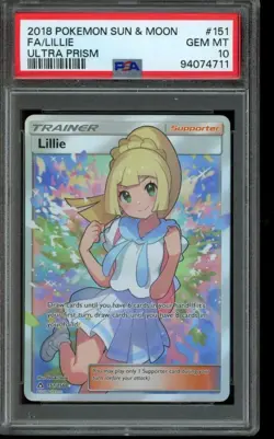 PSA 10 GEM MINT Pokemon Lillie Ultra Prism Full Art Trainer 151/156 - Image 1