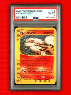 2003 POKEMON SKYRIDGE ARCANINE-HOLO #H2 NM-MT 8 - Image 1