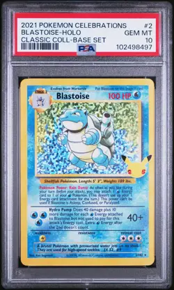 Pokemon TCG Blastoise Holo Rare Card 2/102 Celebrations Classic Collection Psa10 - Image 1