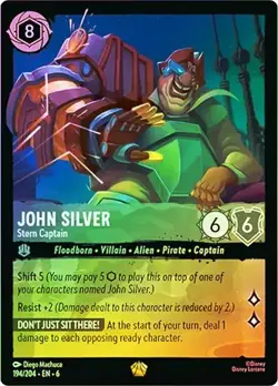 John Silver Stern Captain 194/204 Azurite Sea Cold Foil Legendary Disney Lorcana - Image 1