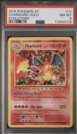 2016 Pokemon XY Evolutions Charizard Holo 11/108 PSA 8 NM-MT GREAT EYE APPEAL !! - Image 1
