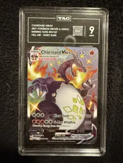 2021 Pokemon Sword & Shield Charizard VMAX Full Art SR SV107/SV122 TAG 9 - Image 1