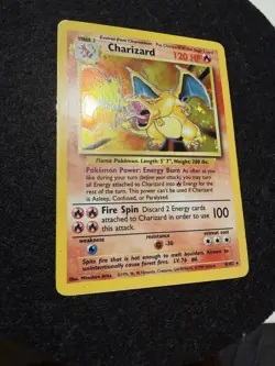 Pokemon TCG Base Set Charizard Holo Card 4/102 MP-/HP+ - Image 3