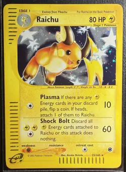 Raichu 25/165 Holo Rare 2002 Pokemon Expedition NM - Image 1