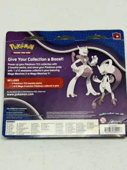 Pokemon XY Breakthrough 3-Pack Blister Mega Mewtwo Pin Factory Sealed (2015) - Image 3