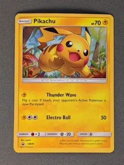 GALAXY HOLO Pikachu SM76 Pokemon Black Star Promo Holographic Foil Rare - LP - Image 1