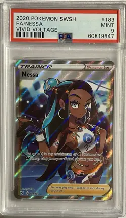 2020 Pokemon SWSH Vivid Voltage #183 Full Art Trainer NESSA PSA 9 MINT - Image 1