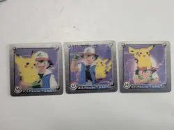 Artbox Pokemon Action Flipz Series One 1999 3D Pikachu & Ash S-5 S-6 & S-7 - Image 1