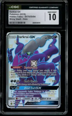 CGC 10 GEM MINT Pokemon Darkrai GX Hidden Fates Shiny Vault Holo SV70/SV94 - Image 1