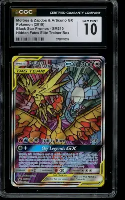 CGC 10 GEM MINT Pokemon Moltres Zapdos Articuno GX Promos Hidden Fates SM210 - Image 1