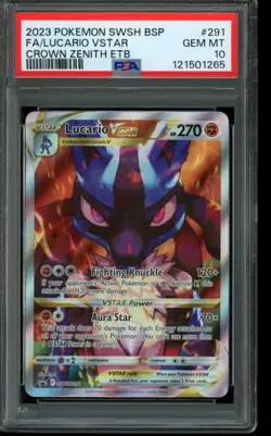 PSA 10 GEM MINT Pokemon Lucario VSTAR Black Star Promos Full Art SWSH291 - Image 1