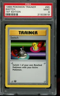 PSA 9 MINT Pokemon Switch Base Set Trainer 95/102 1st Edition Shadowless - Image 1