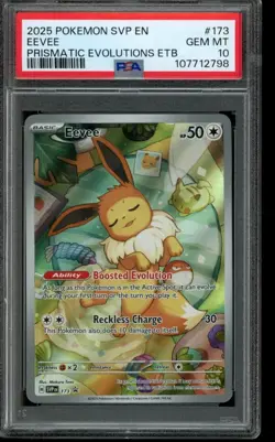 PSA 10 GEM MINT Pokemon Eevee Prismatic Evolutions ETB Holo SVP173 - Image 1