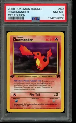 PSA 8 NM-MT Pokemon Charmander Team Rocket 1st Edition 50/82 - Image 1