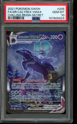 PSA 10 GEM MINT Pokemon Calyrex VMAX Chilling Reign Secret 205/198 - Image 1