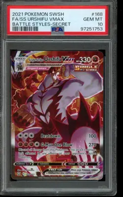 PSA 10 GEM MINT Pokemon Urshifu VMAX Battle Styles Secret Rare 168/163 - Image 1
