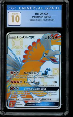 CGC 10 PRISTINE Pokemon Ho-Oh GX Hidden Fates Shiny Vault Holo SV50/SV94 - Image 1